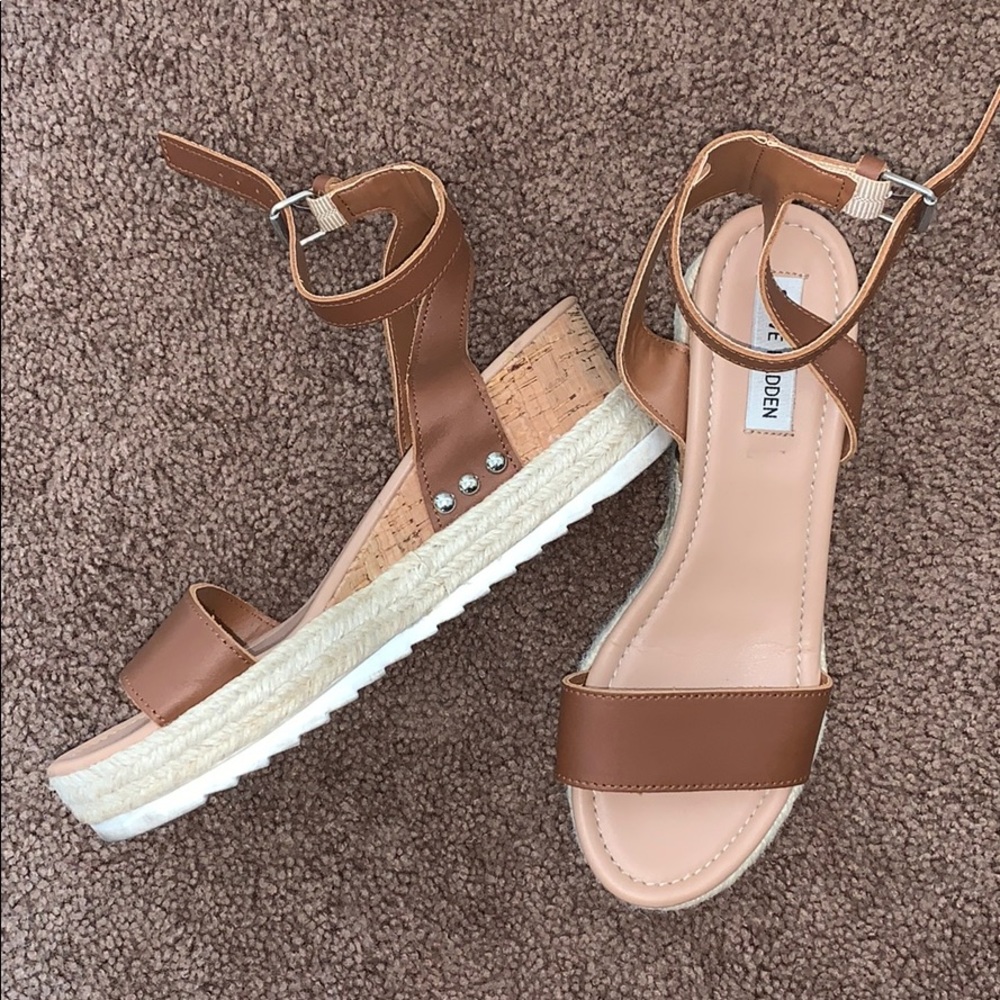 Steve Madden, Low cork wedge espadrille sandals